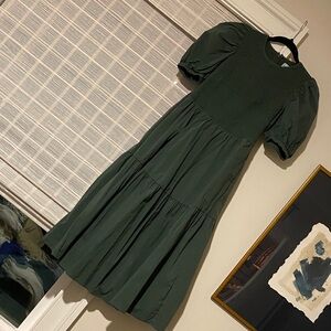 Tuckernuck Forest Green Puff Sleeve Dress
